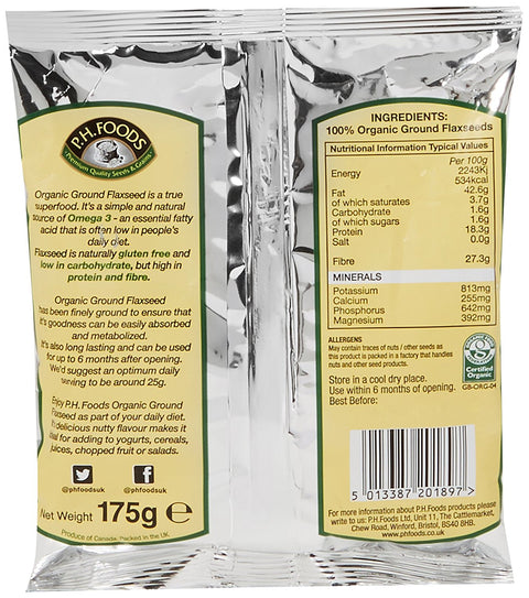 PH Foods Organic Ground Flaxseed