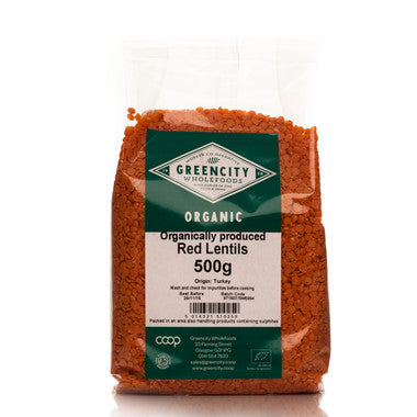 GreenCity Organic Red Lentils - Roots Fruits & Flowers Glasgow
